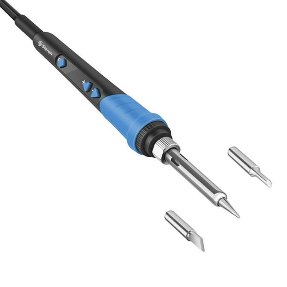 Cautín tipo lápiz de 25 watts con ajuste de potencia, display y puntas intercambiables negro