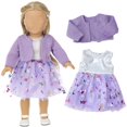 thumbnail image 2 of Doll Clothes for 12-18 Inch Dolls, Red Coat Yarn Dress Outfit, Socks Headband Accessories, Dress Up Collection, 2 of 6
