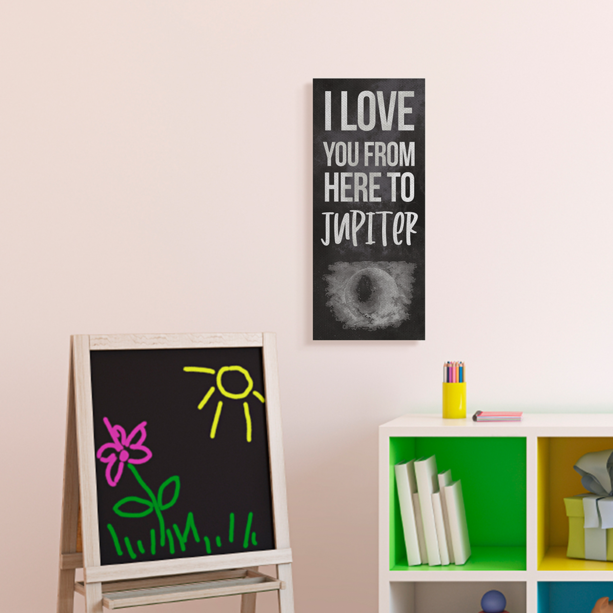 Stupell Industries Love You To Jupiter Romantic Phrase Black White Canvas Wall Art by Daphne Polselli