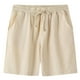 thumbnail image 1 of Pantalones cortos clásicos de lino para hombre, cintura elástica, verano, playa, tablero ligero, ajuste delgado con bolsillos, 1 of 6