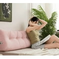 thumbnail image 4 of Bedside Rest Pillow Triangular Wedge Headboard Pillow King with Side Pocket Large Bolster Bed Rest Reading Pillow Backrest Positioning Support Bolster Cushion for Dorm, Light Pink,47in*4.7in*15.7in, 4 of 11