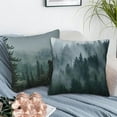 thumbnail image 6 of Misty Forest Throw Pillow Cover Case Misty Valley and Dark Forest Throw Pillows Set of 2 Soft Pillow Covers 18x18 Inches Farmhouse Home Decor for Living Room Bedroom Sofa Couch Cushion Cover, 6 of 6