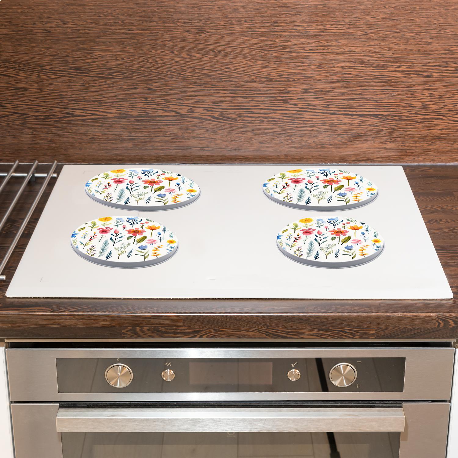 Decorative Stove Burner Covers 4 Pcs Decorative Electric Stove Burner Covers 8Inch And 10Inch ,Cat Flower Garden Butterflies 3d beautiful