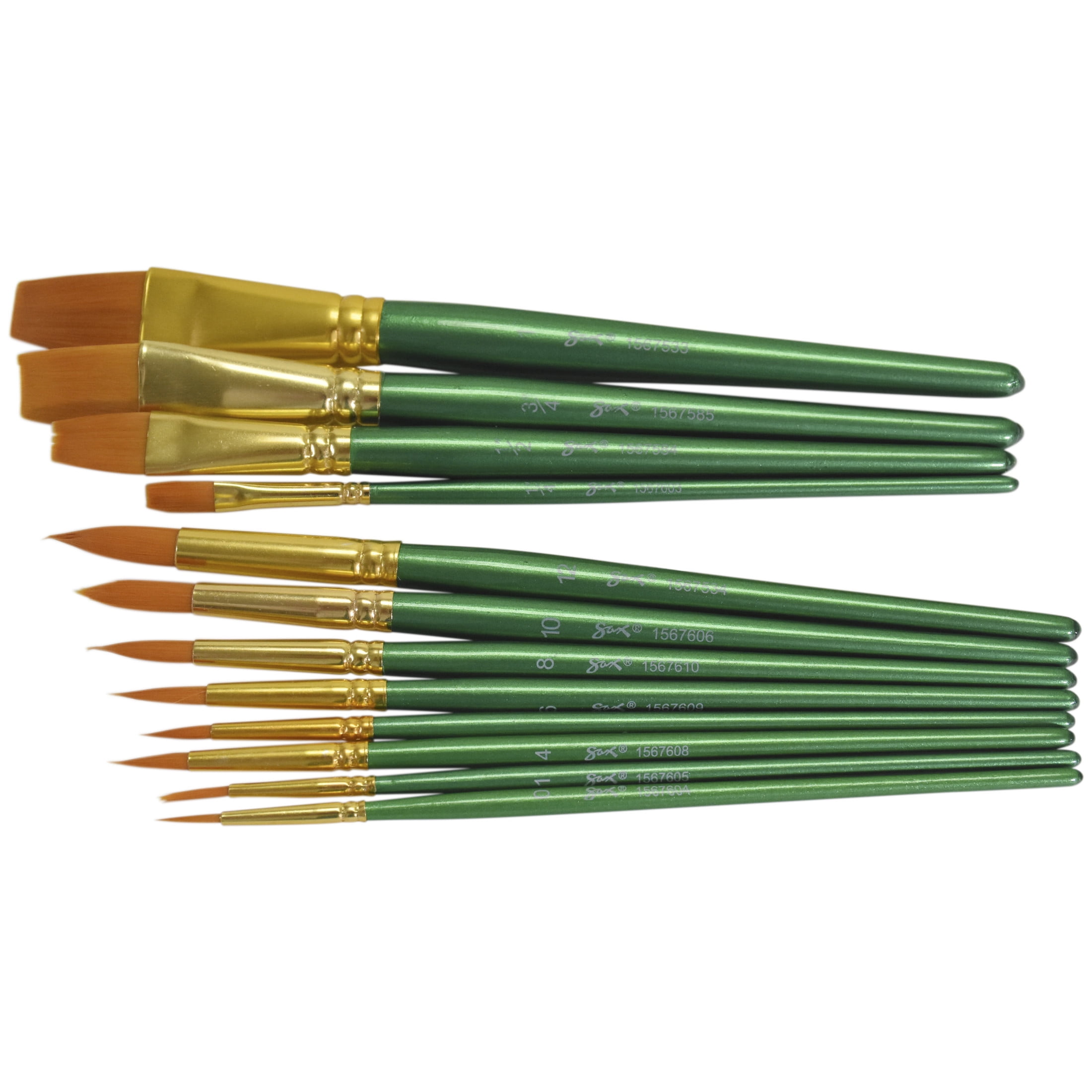 Sax Optimum Golden Synthetic Taklon Paint Brushes, Assorted Sizes, Set of 72
