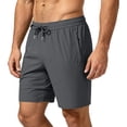 thumbnail image 2 of Aimik Men's Athletic Drawstring Shorts Side Zipper Pockets Stretch Fabric Summer Sports Shorts for Gym Workout, 2 of 6