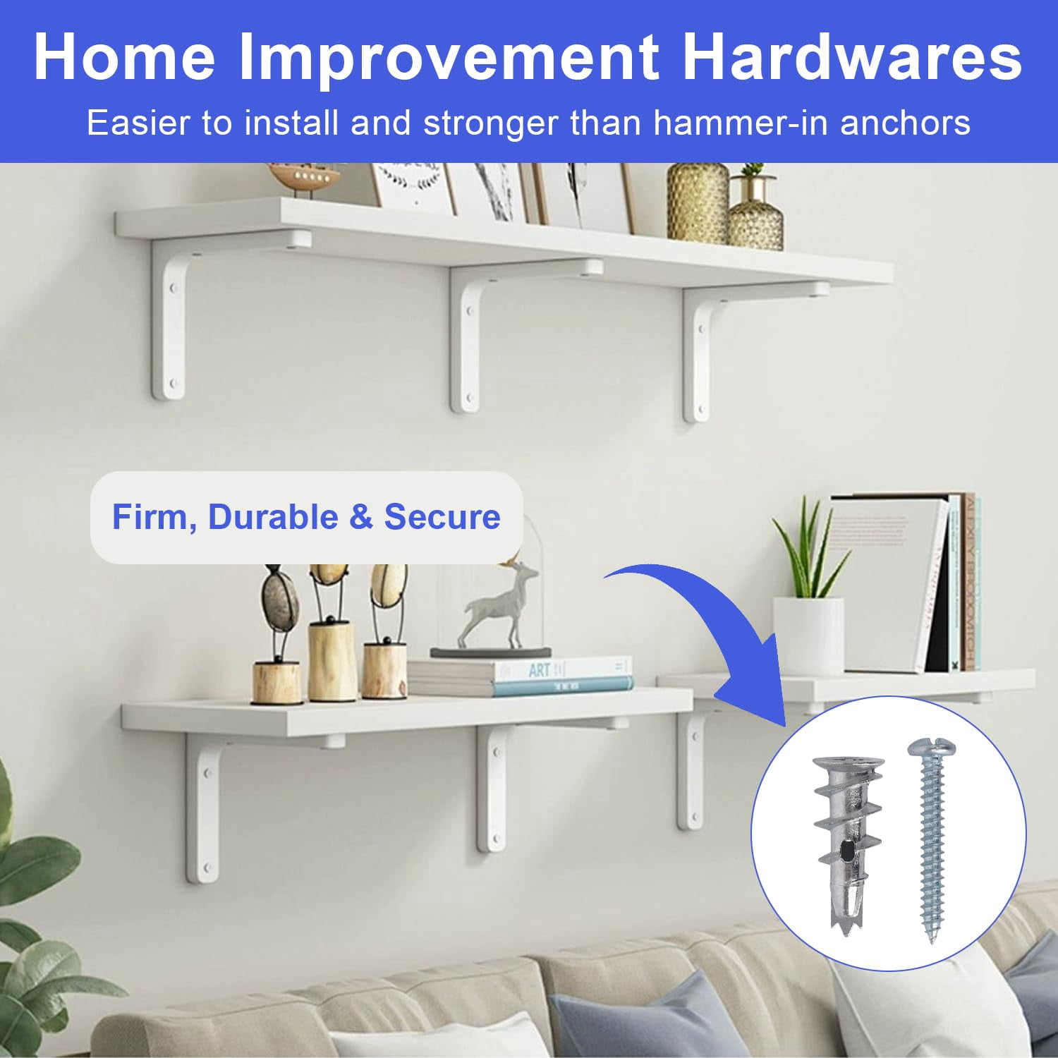 #8 Self Drilling Drywall Anchors Screw Kit – 30 Sets Dry Wall Anchors and Screw for Drywall with 30 Long Self-Tapping Zinc Sheetrock Anchor 30#8 x 1-1/4'' 304 Screws 75LB Hanging (30 L Zinc)