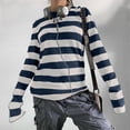 thumbnail image 2 of Womens Teen Girls Striped Long Sleeve Tops 2026 Trendy Color Block Crew Neck Oversized Tops Loose Pullover y2K Shirt, 2 of 8