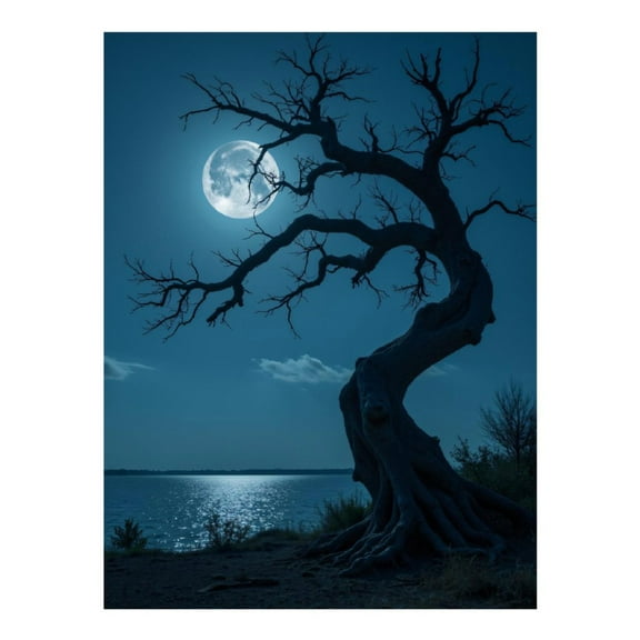Diamond Art Kits for Adults - 5d Moonlit Night Tree Reflection Diamond Painting for Adults, Diamond Art for Adults Beginners, Diamond Painting Kits for Adults for Home Wall Decor