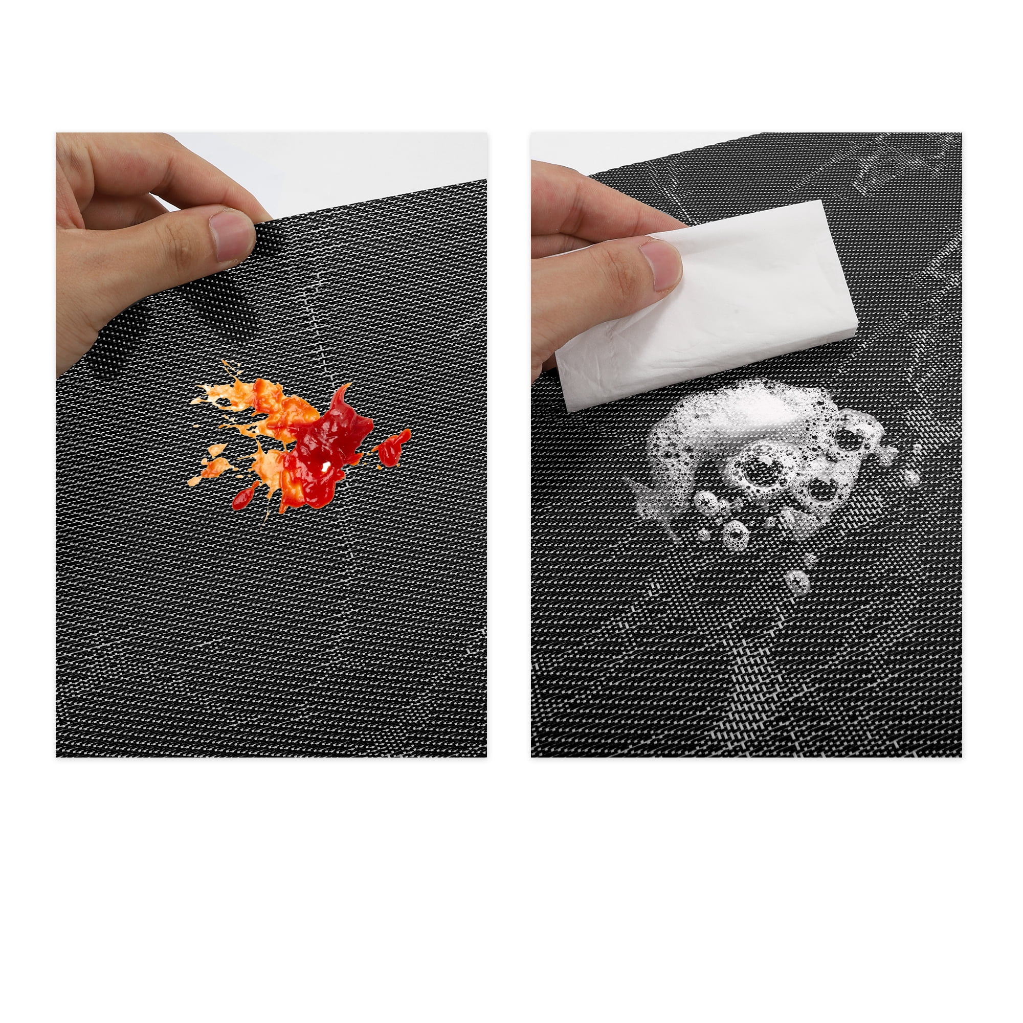 Unique Bargains 4 Pcs Marble Pattern Polyester Heat Resistant Washable Placemats  Black
