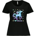 thumbnail image 3 of Inktastic I Love Unicorns Blue and Purple Women's Plus Size T-Shirt, 3 of 5