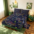 thumbnail image 2 of meiyoeat Galaxy Dino Bed Sheets for Boys, Neon Line Space Skeleton Full Size Sheets, Dark Navy, 4 Pieces, 1 Flat Sheet, 1 Fitted Sheet and 2 Pillowcases, 2 of 5