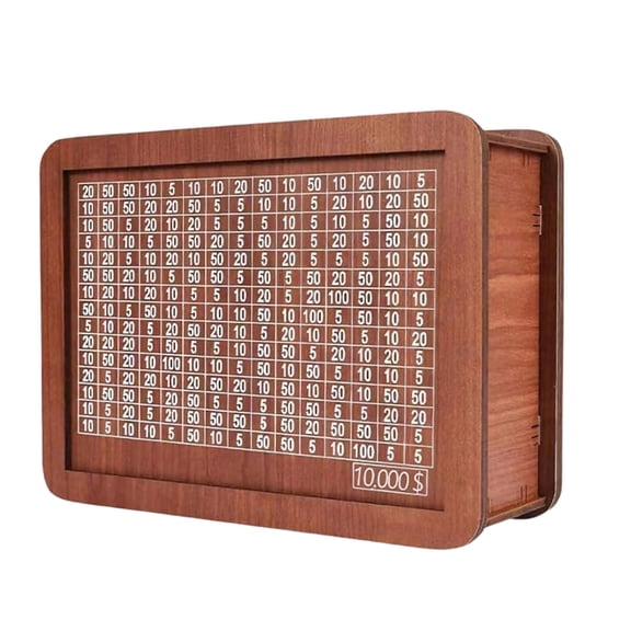 A Wooden Money Box With Counter Cash Saving Challenge Box With Target Cards Pen Tweezers Large Coin Cash Vault For Home Office Savings Goal