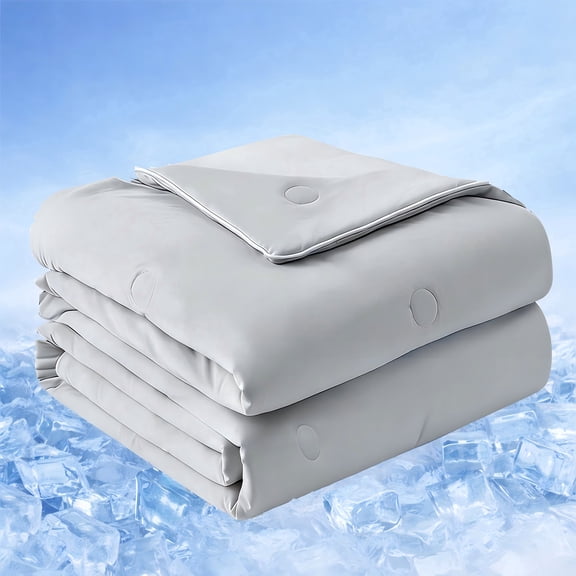 Merryhome Cooling Comforter Twin 66x86 in, Ultra Soft Lightweight All Season Comforter, Breathable Cooling Blanket for Hot Sleepers, Gray
