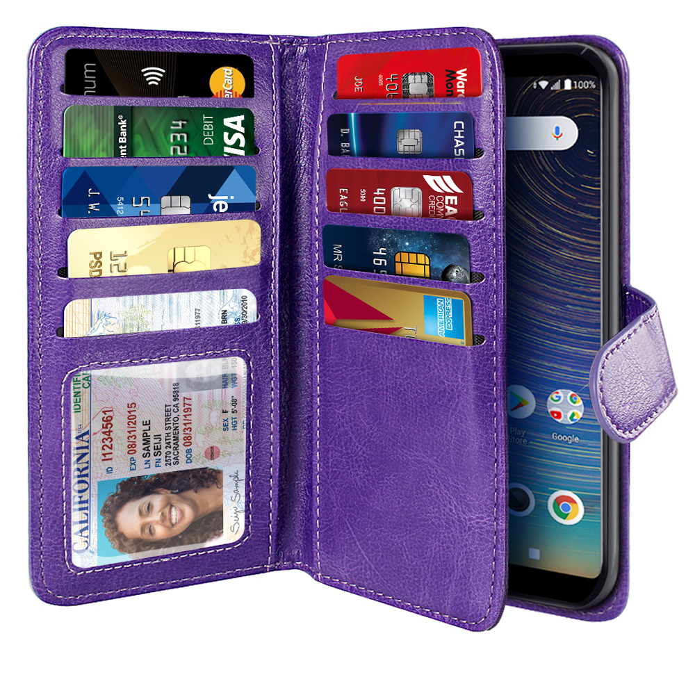 NEXTKIN Multi Card Slots Snap Button Strap Double Flap Wallet Pouch Case for Coolpad Legacy 6.36