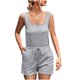 thumbnail image 1 of Monos informales para mujer, chaleco Sexy con cordón de Color sólido con cuello en V, camisetas sin mangas a la moda, monos cortos Pompotops  ulkah940764, 1 of 8