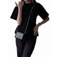 thumbnail image 3 of Womens Batwing Dolman Sleeve Summer Knit Top Ribbed Cinched Waist Black XXL, 3 of 9