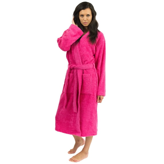TowelSelections Women's Robe Cotton Terry Cloth Kimono Soft Bathrobe Large/X-Large Pink