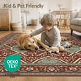 thumbnail image 4 of ODIKA 6'x9' Washable Area Rug Boho Traditional Large Lattice Over Motif Decorative Border Bohemian for Dining Room, Under Table, Office Décor, Non-Slip Chair-Friendly, 4 of 7