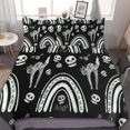 thumbnail image 1 of HAHDAXIA Cat Halloween Skull Pattern Bedding Solid Comforter Set for All Seasons,3 Pieces(1 Comforter+2 Pillowcases),Soft Microfiber Bedding Set Full(79"x90"), 1 of 7