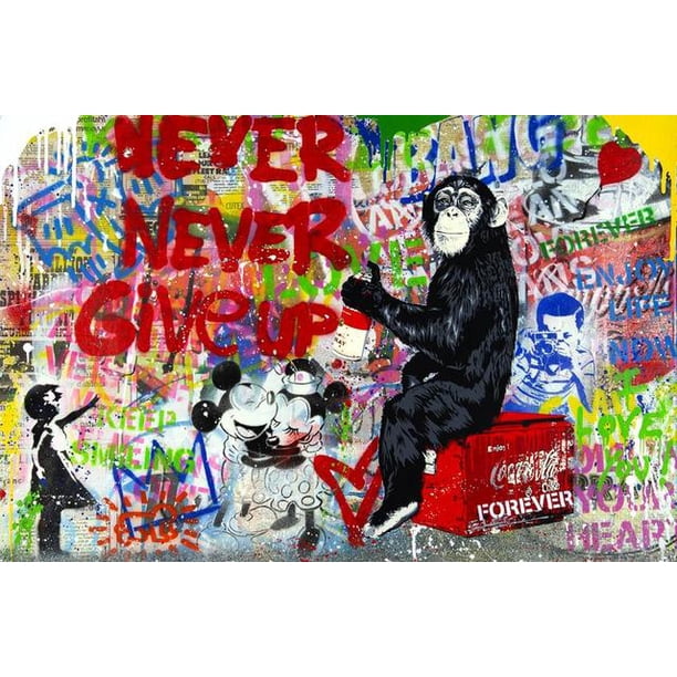 Mickey Mouse And Donald Duck Posters And Prints Graffiti Disney Figure Painting Wall Pictures Abstract Colorful Canvas Decor40x50cm No Frame Gao Jinjia LED