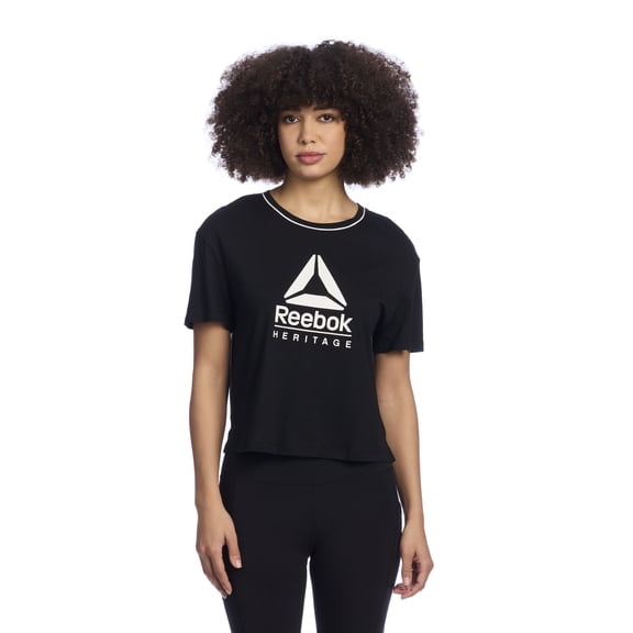 Reebok Women's Cropped Graphic Tee with Side Slits, Sizes XS-XXXL