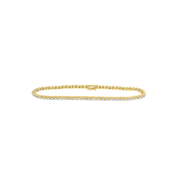 10kt Yellow Gold Womens Round Diamond Tennis Bracelet 1 Cttw