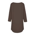 thumbnail image 4 of Brown Women's Long Sleeve T-shirt, Women'S Pure Color Fashionable Casual Round Neck And Three Quarter Sleeve Top,Women's Long sleeve T-shirt 3XL, 4 of 4
