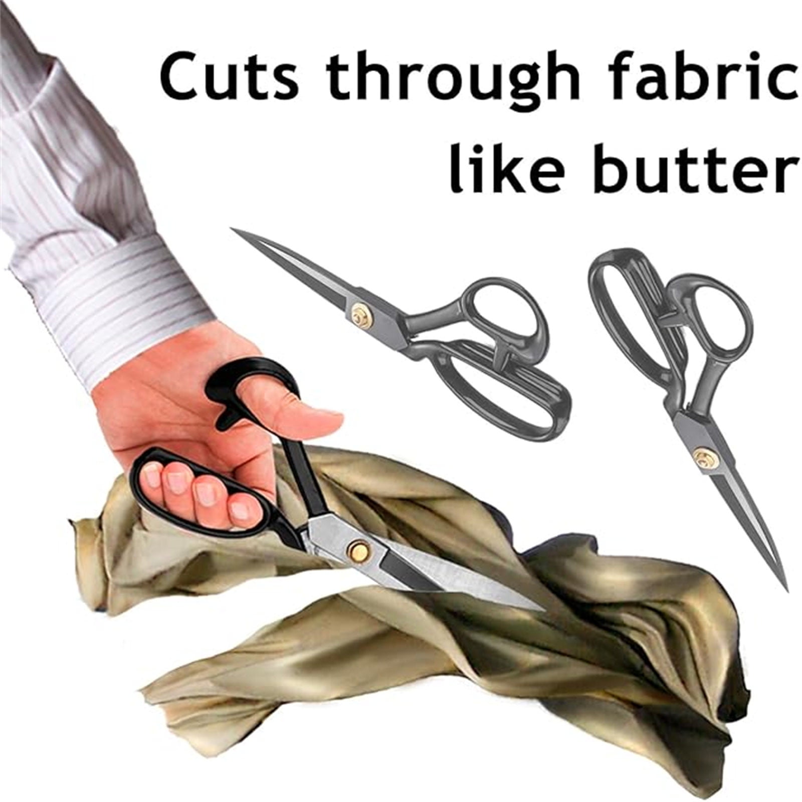 Heavy Duty Fabric Scissors, Professional Tailor Shears for Precision Cutting of Leather, Denim, and Multi-Layer Fabrics for Dressmaking, Sewing, Cutting