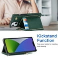 thumbnail image 4 of Dteck iPhone 14 Wallet Case with Credit Card Holder Crossbody Strap Handbag RFID Blocking Wallet Zipper Purse Leather Case for Apple iPhone 14 6.1 inch 2022, Deep Green, 4 of 10