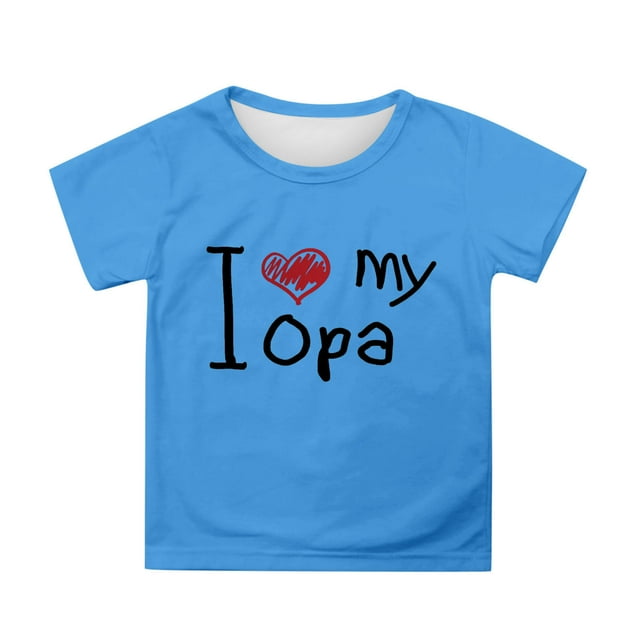 Rovga 8-9 Ans Hauts d'Été pour Garçons Fête des Pères Mode Enfants T-Shirt Ample Manches Courtes Col Rond Graphique Tendance Usage Quotidien