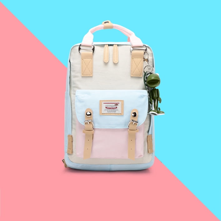 Milky Way Starry Sky and Pink Light Leather Backpack for Women Schoolbag Casual Daypack PU Backpack