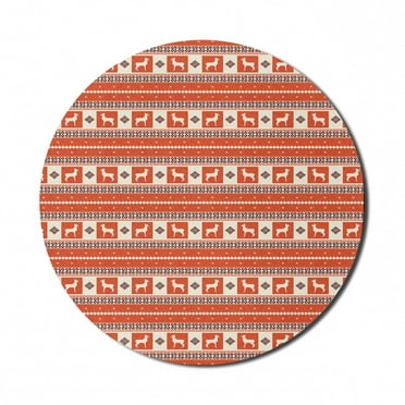 Ethnic Mouse Pad for Computers, South American Traditional Ornaments with Llama and Folk Motifs, Round Non-Slip Thick Rubber Modern Gaming Mousepad, 8" Round, Burnt Sienna Brown, by Ambesonne