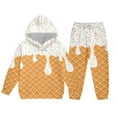 thumbnail image 6 of WOYY Toddler Girls Outfits Ice Cream Print Hoodie Sweatshirt Joggers Set, Sizes 4-5T, 6 of 7