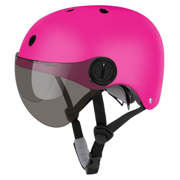 Adjustable Kids Cycling Helmet Men Women Motorcycle Riding Scooter Safety Helmet Bike Helmet with Sun Visor LensYellow with crownL(56-60CM) He Qiyong unisex