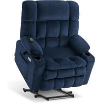 MCombo Dual Motor Power Lift Recliner with Massage and Heat for Big Elderly in Living Room, Fabric R7897, Medium-Wide, Navy Blue
