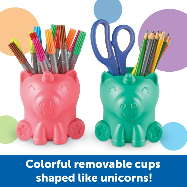 Kid's Desk Organizer - Build Your Own Unicorn - Rainbow Caddy Pencil Holder  - Girls Classroom Organization Supplies - School Supply - Cute Desktop  Decor - Kid Office Storage for Pens Pencils Markers