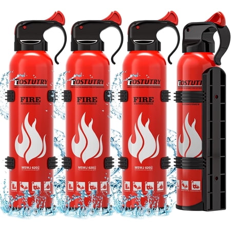 Upgraded 8-IN-1 Fire Extinguisher for Home Vehicle Car Kitchen Boat, Small Fire Extinguishers Spray with Mount for Class A B C K Fire, Portable Non-Toxic Prevent Re-Ignition Easy Clean (4 Pack)