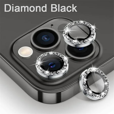 Image of Metal Camera Lens Protector For IPhone 15 11 12 13 14 Pro Max 15 Plus Diamond Ring Lens Glass For Iphone 15 Pro Max Accessories Diamond Black 11Pro 11ProMax(3PCS)