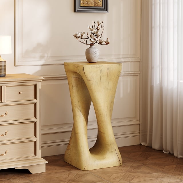 Table d'appoint Noble House grise MGO Table d'appoint, texture bois, hauteur 68 cm, naturelle
