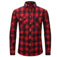 thumbnail image 1 of Blusa y camisa de manga larga con cuello vuelto para hombre, blusa informal a cuadros con botones y cuello vuelto, blusa de manga larga para hombre, 1 of 3