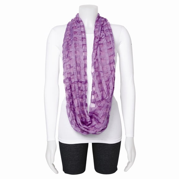 FB Jewels Purple Sheer Windowpane Design Circular Viscose Scarf
