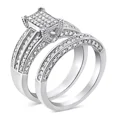 thumbnail image 2 of Bold Diamond Bridal Ring Set, Micro Pave Set Diamond Ring Set, Surprise Diamond Ring Set, 14K White Gold Plated, 2.3 Ct Simulated Diamond, 2 of 5