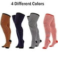 thumbnail image 2 of Chaussettes Fines à Rayures Grande Taille (Cuisse Haute), 2 of 5