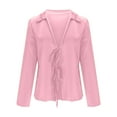 thumbnail image 4 of EOYWHK Bow Cardigans for Women Long Sleeve Tie Front Shirts Casual Slim Fit Knitting Tops, 4 of 6