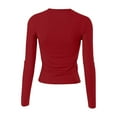 thumbnail image 6 of Crew Neck Long Sleeve Shirts For Women Loose Fitted Crew Neck T Shirts Classic Solid Color Fall Basic Work Tee Vacation Clothes Red L, 6 of 6