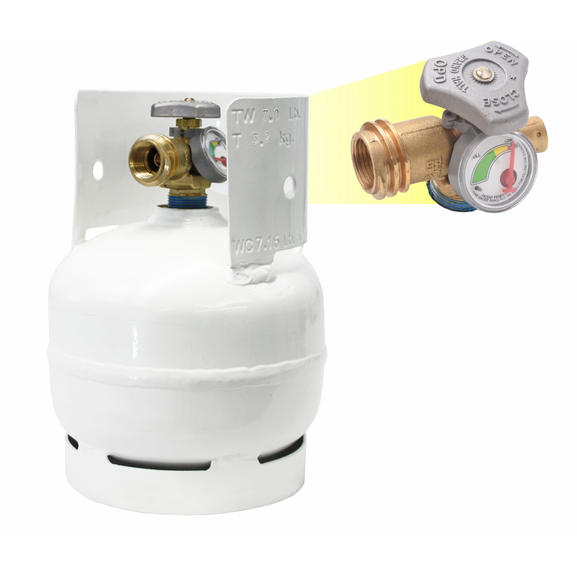 Flame King 3LB Empty Steel Propane Tank LP Cylinder with Built-in Gauge and OPD Valves