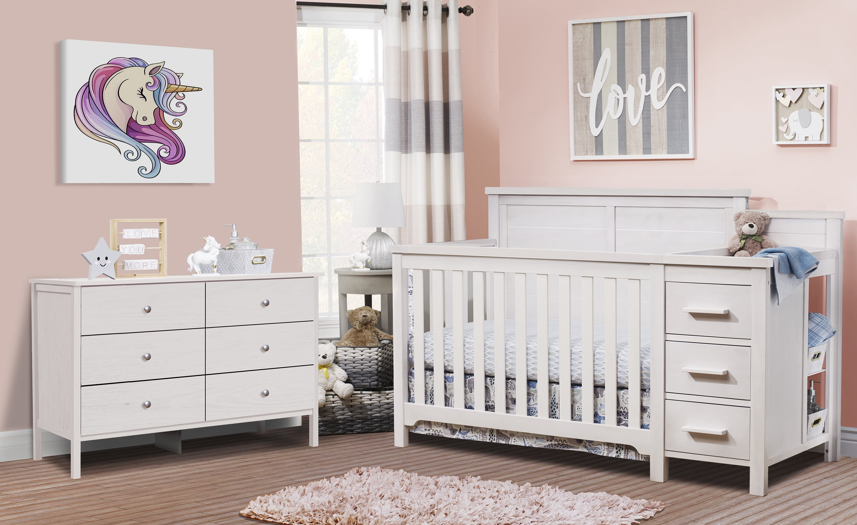Sorelle Furniture  Farmhouse Crib & Changer, Weathered White