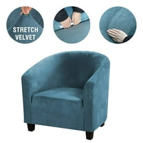 Thick Velvet Club Chair Slipcover, Stretch Armchair Covers Tub Chair Covers Sofa Couch Cover for Bar Counter Living Room Blue