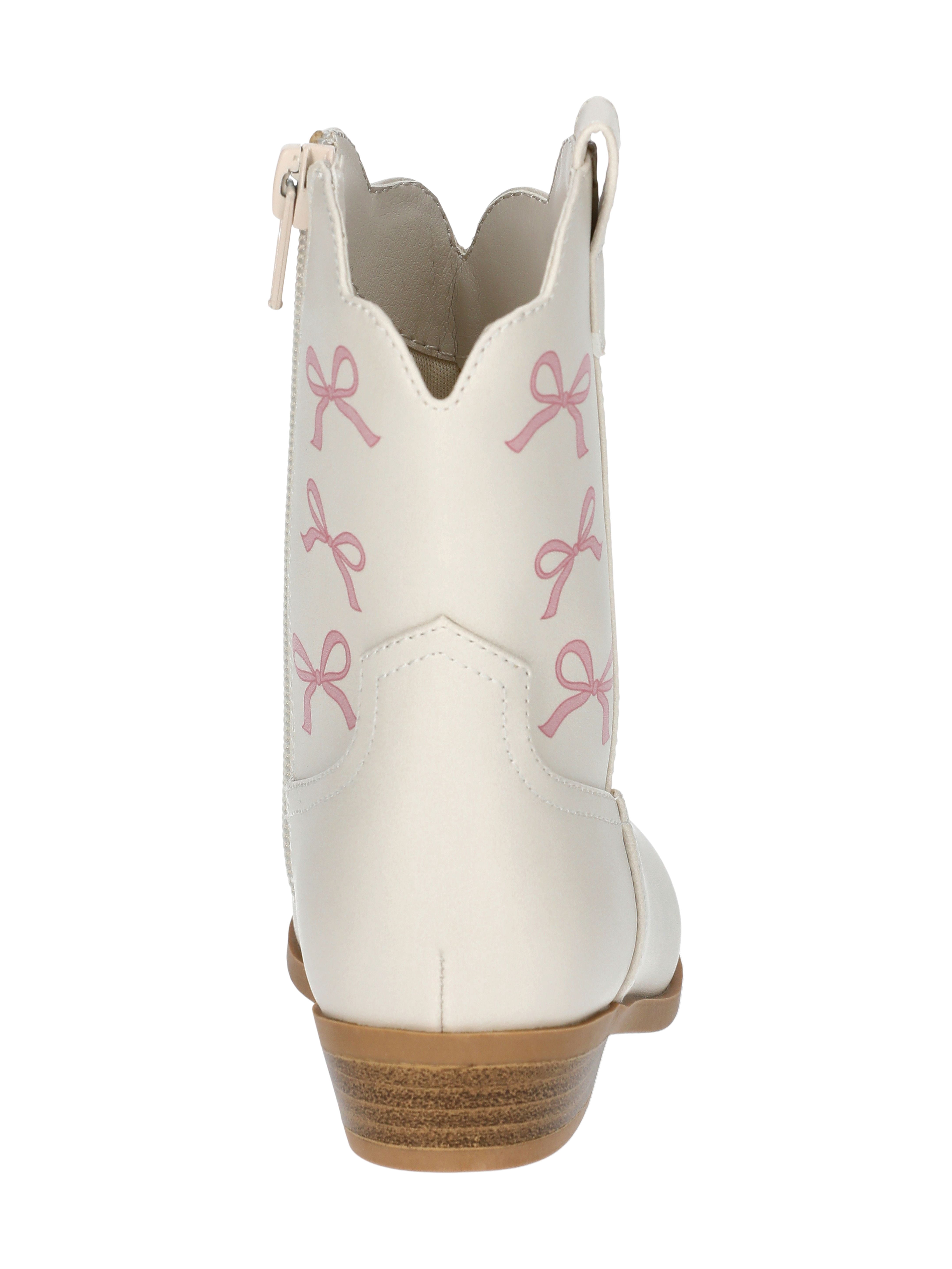 Wonder Nation Girls Bow Print Western Cowgirl Boots