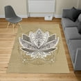 thumbnail image 1 of Lotus Turkish Area Rug, Flower Bloom Ornaments Exotic Petals Oriental Traditional Boho Design, Soft Carpet for Living Room Decor with Distressed Look, 4' X 5.7', Sepia White, by Ambesonne, 1 of 3